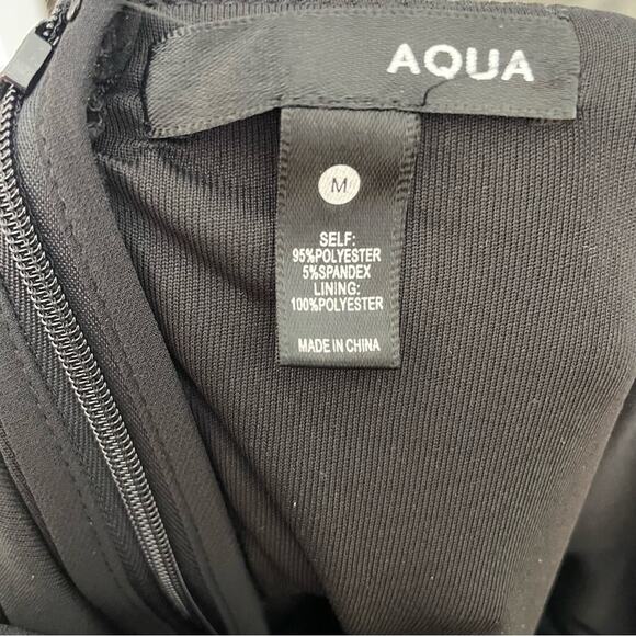 AQUA Cap Sleeve Square Neck Straight Leg Jumpsuit Black Women’s Sz M - Picture 5 of 6